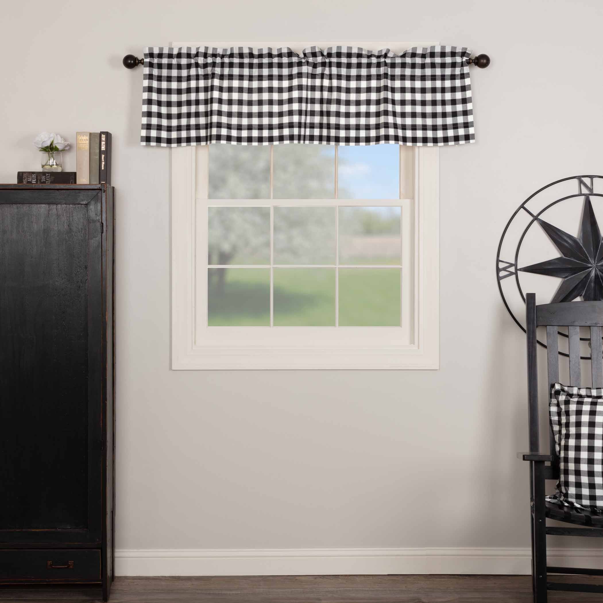 April & Olive Annie Buffalo Black Check Valance 16x60 By VHC Brands