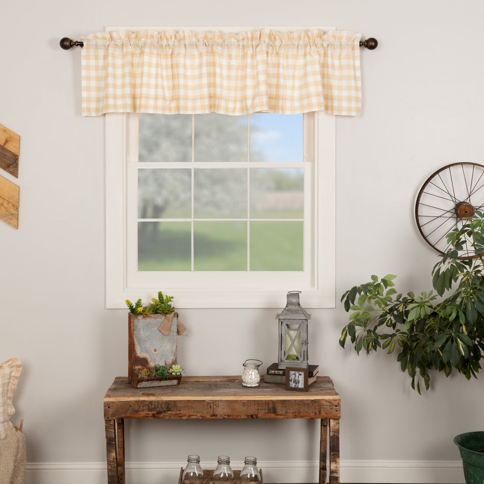 April & Olive Annie Buffalo Tan Check Valance 16x90 By VHC Brands