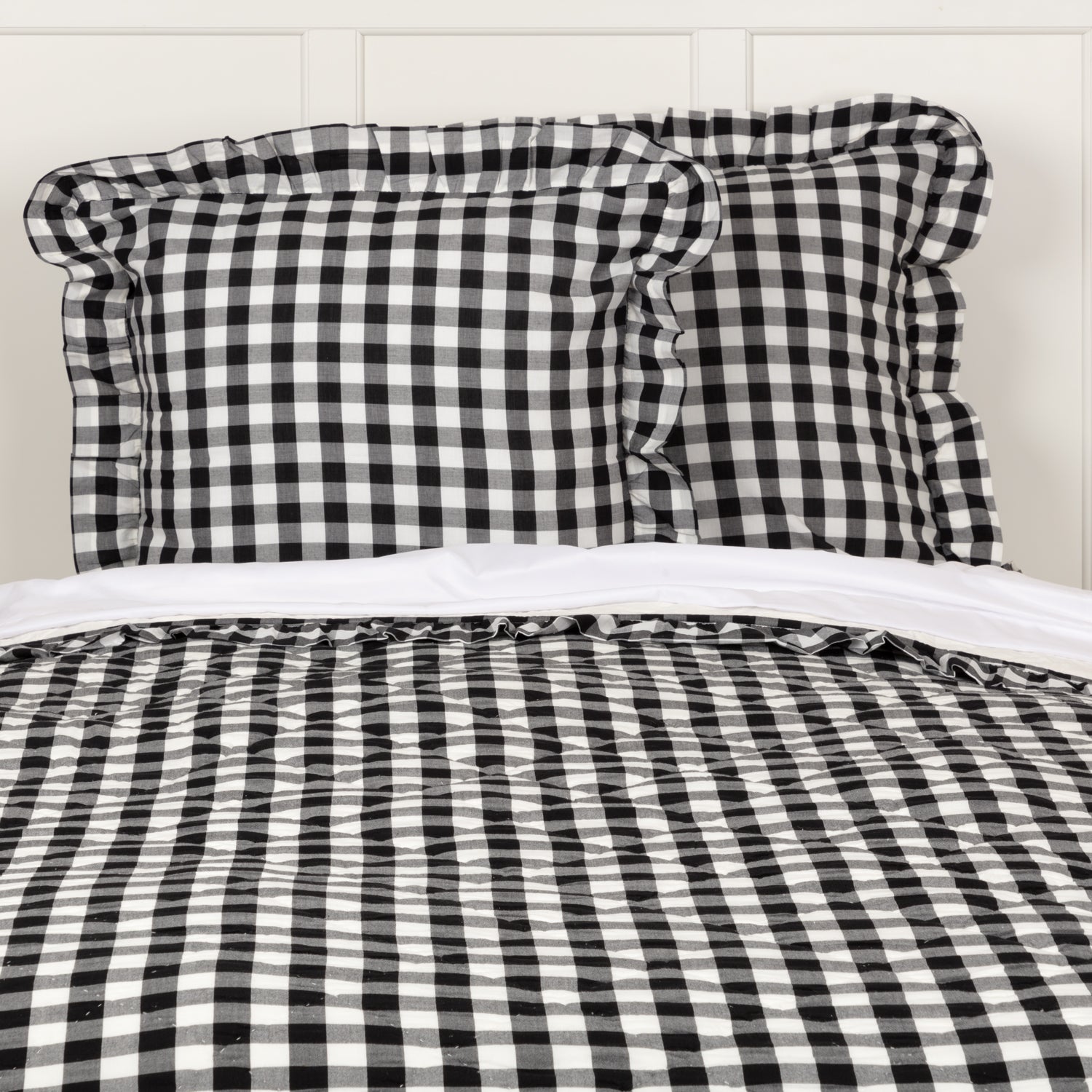 April & Olive Annie Buffalo Black Check Fabric Euro Sham 26x26 By VHC Brands