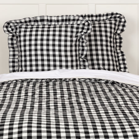 April & Olive Annie Buffalo Black Check Fabric Euro Sham 26x26 By VHC Brands