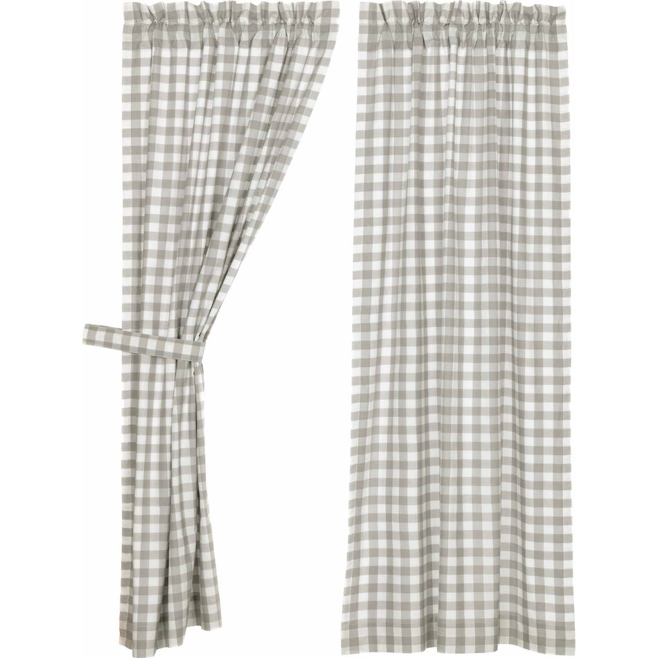 April & Olive Annie Buffalo Grey Check Short Panel Set of 2 63x36 By VHC Brands