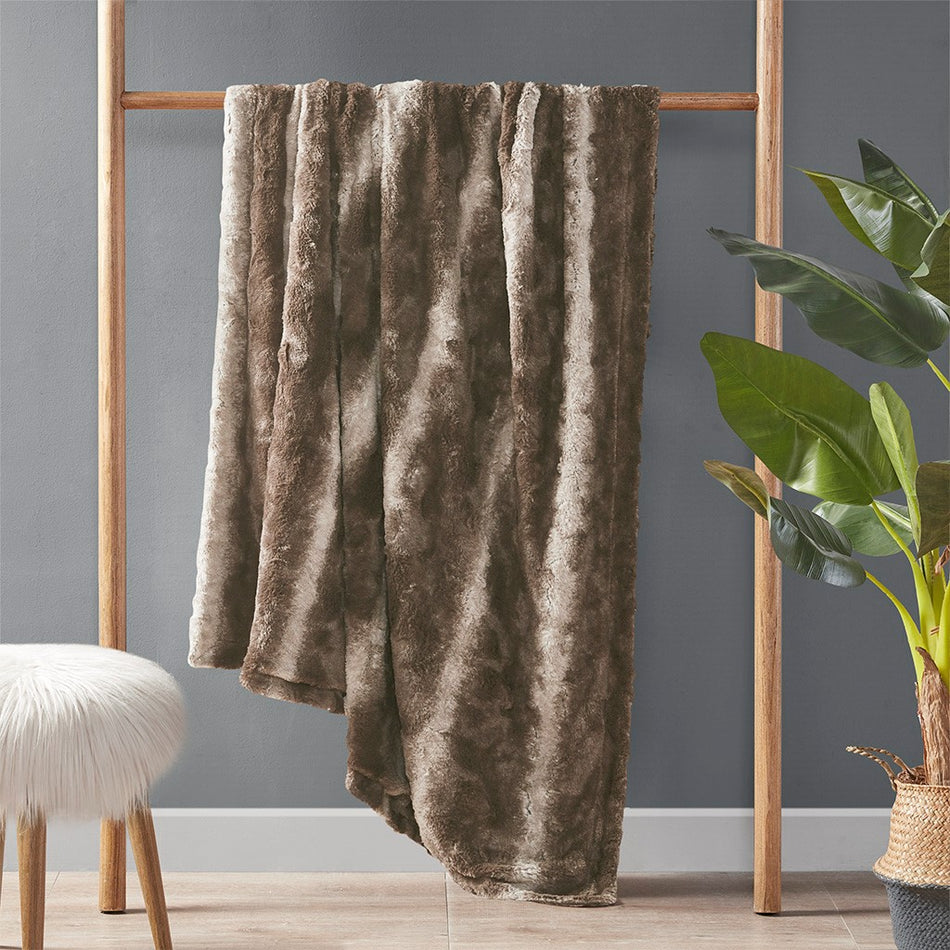 Zuri Oversized Faux Fur Throw - Brown - 60x70"