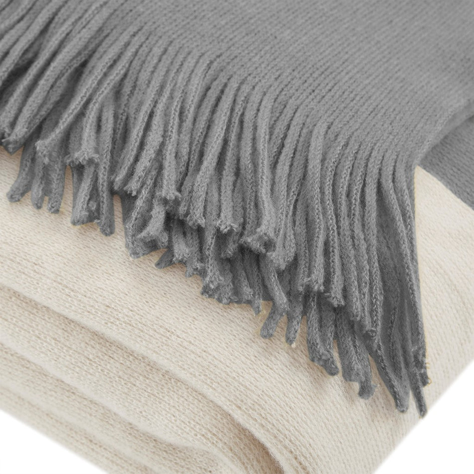 Stockholm Color Block Faux Cashmere Throw - Grey - 50x60"