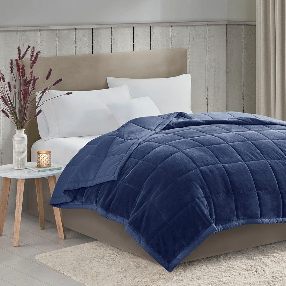 Madison Park Coleman Reversible HeiQ Smart Temperature Down Alternative Blanket - Navy - Twin Size / Twin XL Size