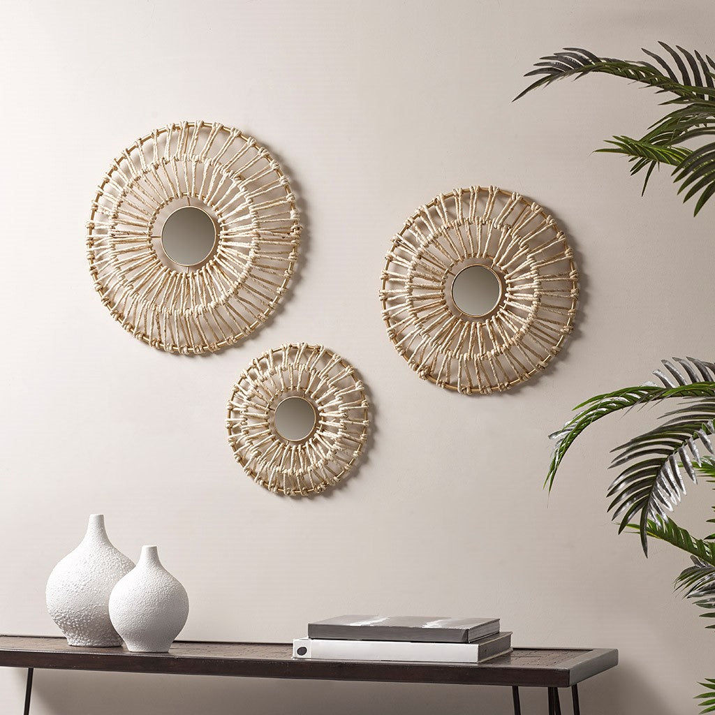 Madison Park Ella Corn Leaves Wrapped Metal Wall Decoration 3 Piece Set - Neutral 