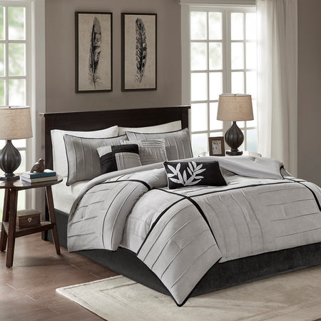 Madison Park Dune 7 Piece Comforter Set - Grey - King Size