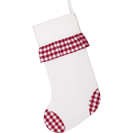 Seasons Crest Emmie Red Check Ruffle Stocking 12x20 By VHC Brands