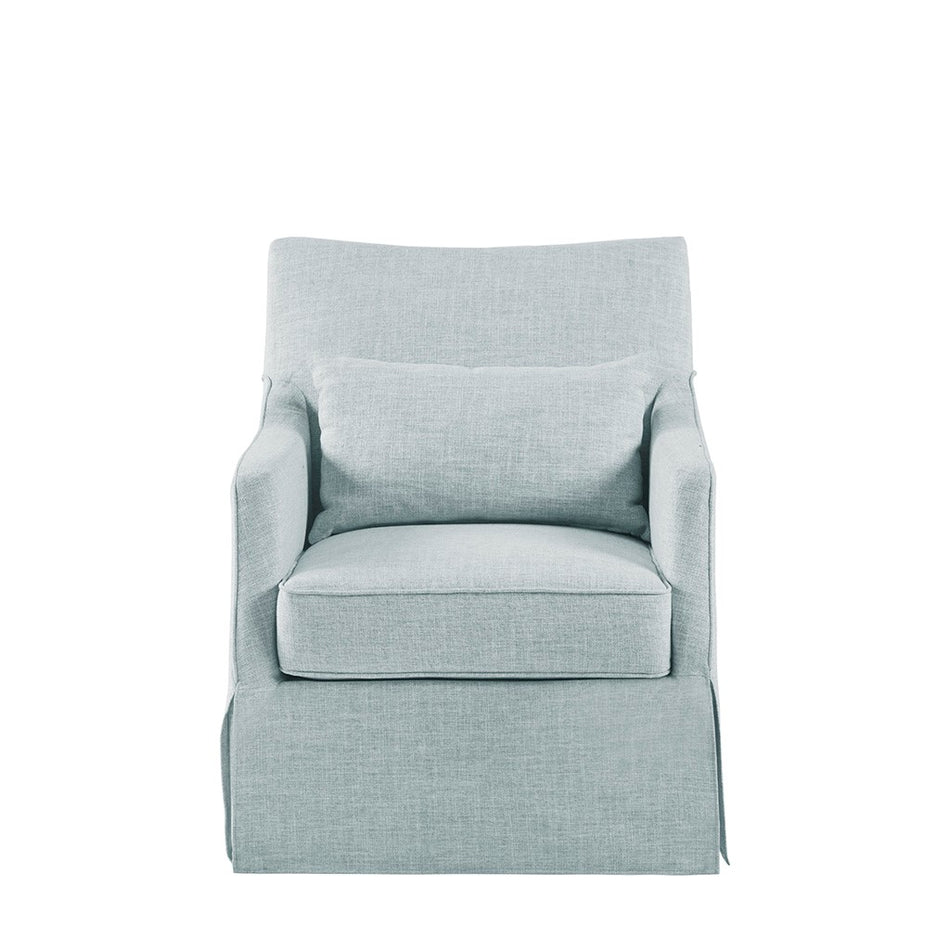 London Skirted Swivel Chair - Light Blue