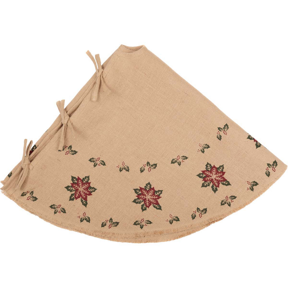 Seasons Crest Jute Burlap Poinsettia Tree Skirt 48 By VHC Brands