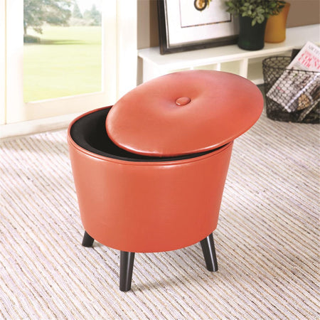 Madison Park Crosby Storage Ottoman - Orange 