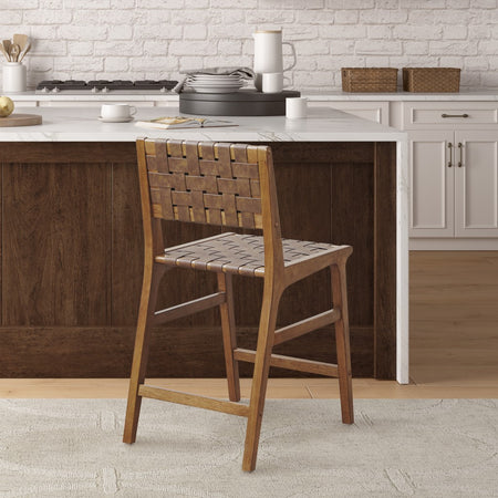 INK+IVY Oslo Faux Leather Woven Counter Stool 24"H - Brown  Shop Online & Save - expresshomedirectr.com