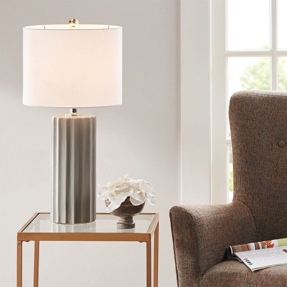 Glendale Ribbed Ceramic Table Lamp - Grey