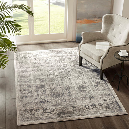 Madison Park Dakota Tiled Border Area Rug - Beige / Cream - 6x9'