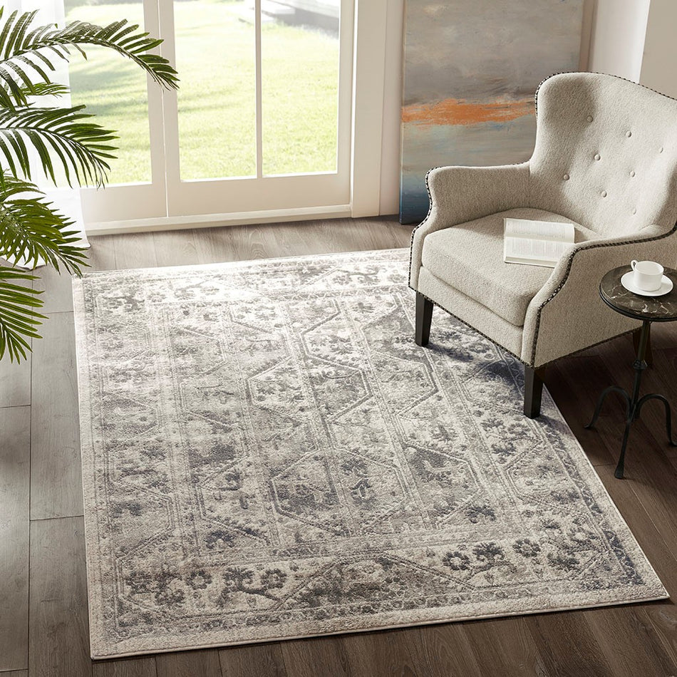 Madison Park Dakota Tiled Border Area Rug - Beige / Cream - 8x10'