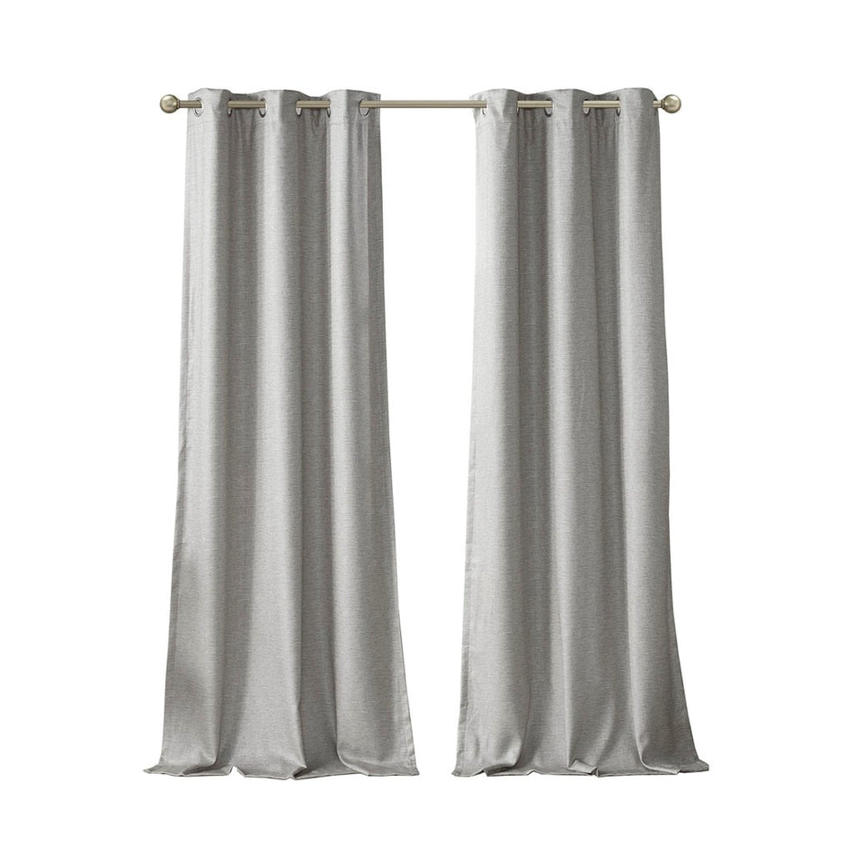 Como Tonal Printed Faux Silk Total Blackout Window Panel Pair - Grey - 42x95"