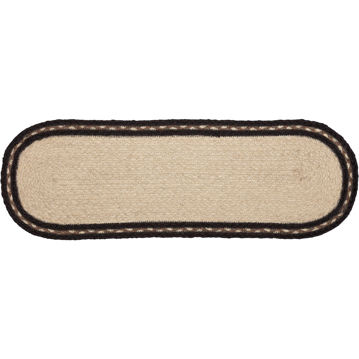 April & Olive Sawyer Mill Charcoal Creme Farmhouse Jute Oval Runner 8x24 By VHC Brands