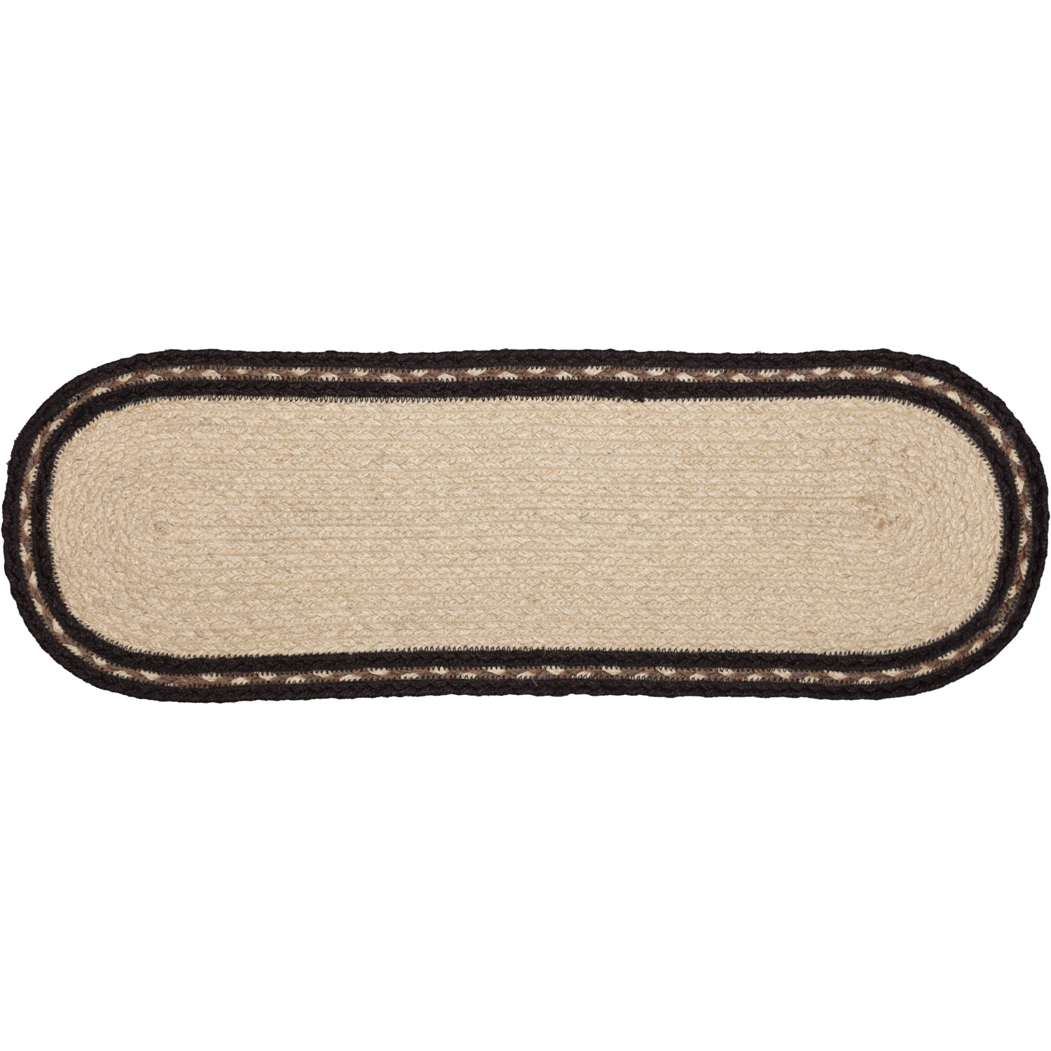 April & Olive Sawyer Mill Charcoal Creme Farmhouse Jute Oval Runner 8x24 By VHC Brands