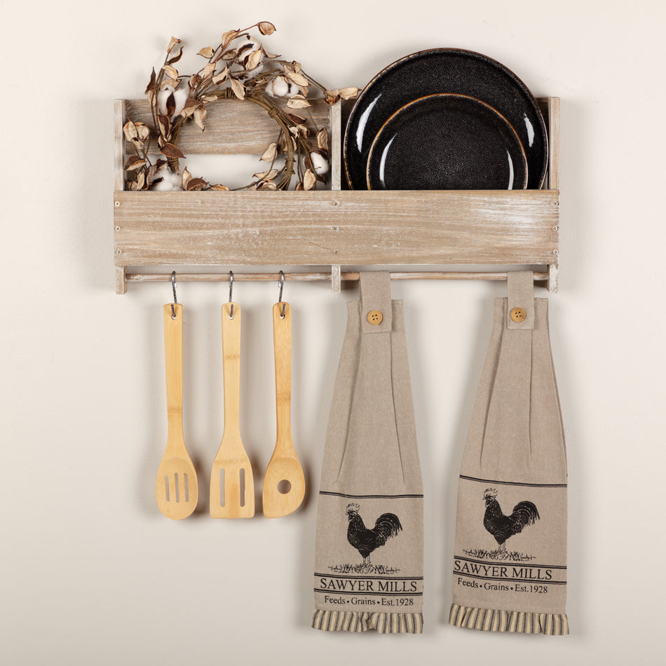 Sawyer Mill Charcoal Poultry Button Loop Kitchen Towel Set of 2