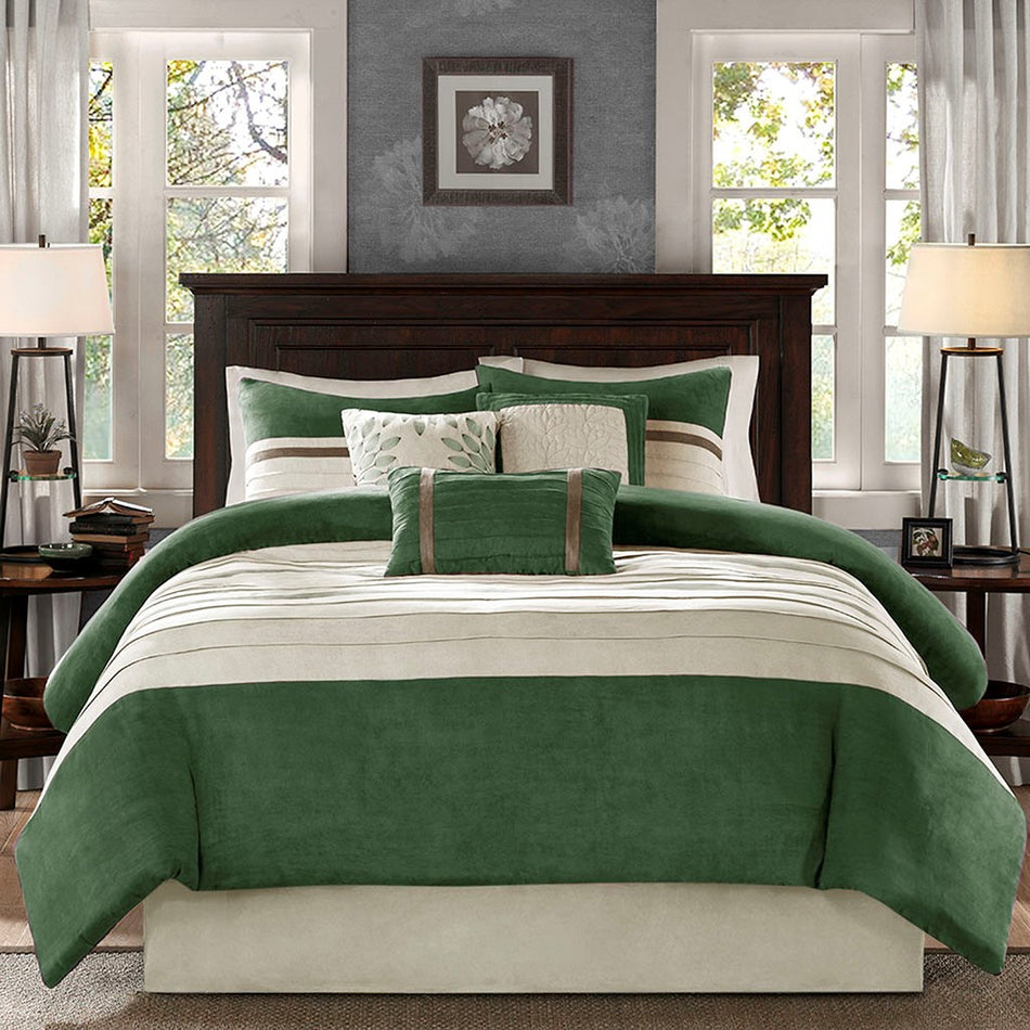 Palmer 7 Piece Comforter Set - Green - Queen Size