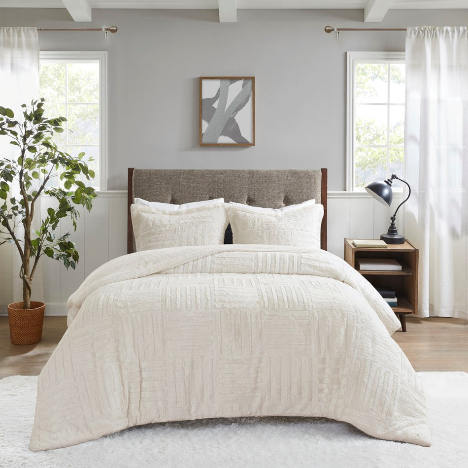 Arctic Fur Down Alternative Comforter Mini Set - Ivory - Full Size / Queen Size