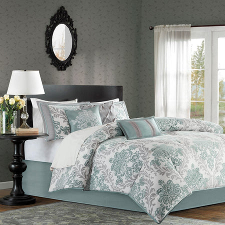 Madison Park Bella 7 Piece Comforter Set - Aqua - King Size