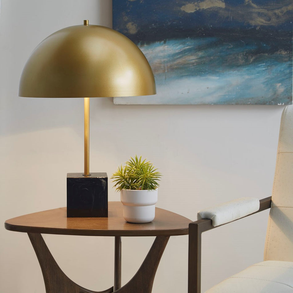 Piper Domed Shaped Metal Table Lamp - Black Base / Gold Shade