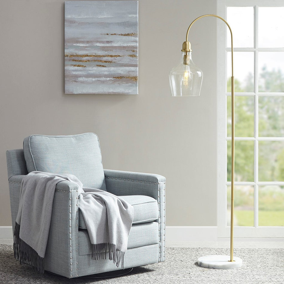 Auburn Arched Floor Lamp with Marble Base - Gold