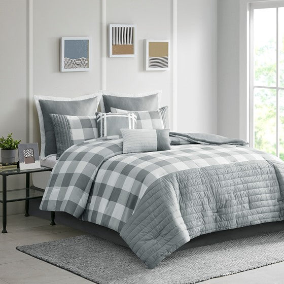 Georgetown 8 Piece Comforter Set - Grey - King Size