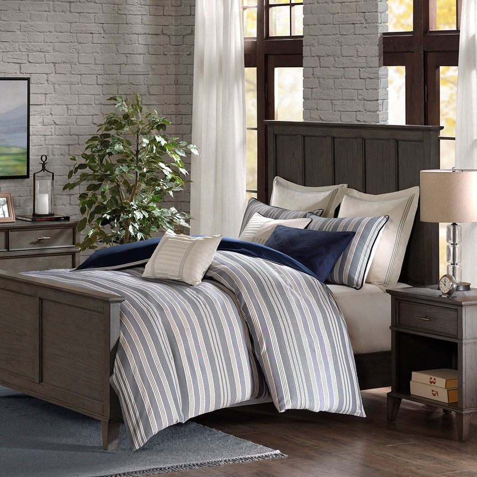 Madison Park Signature Farmhouse Comforter Set - Blue - King Size