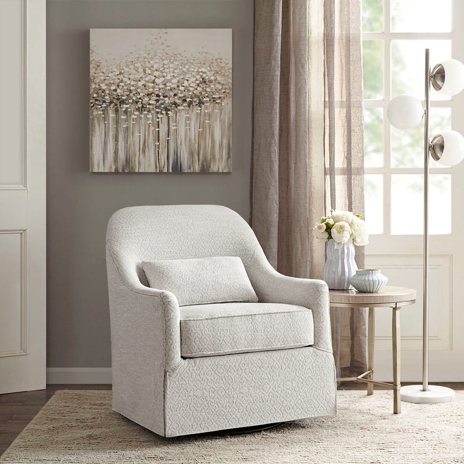 Madison Park Theo Swivel Glider Chair - Ivory / Black 