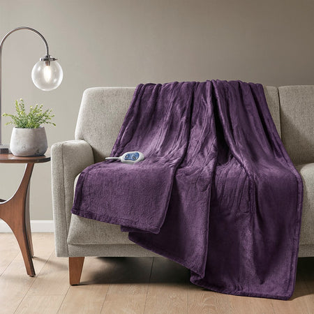 Beautyrest Heated Plush Plush Heated Throw - Purple  - 60x70" Shop Online & Save - expresshomedirectr.com