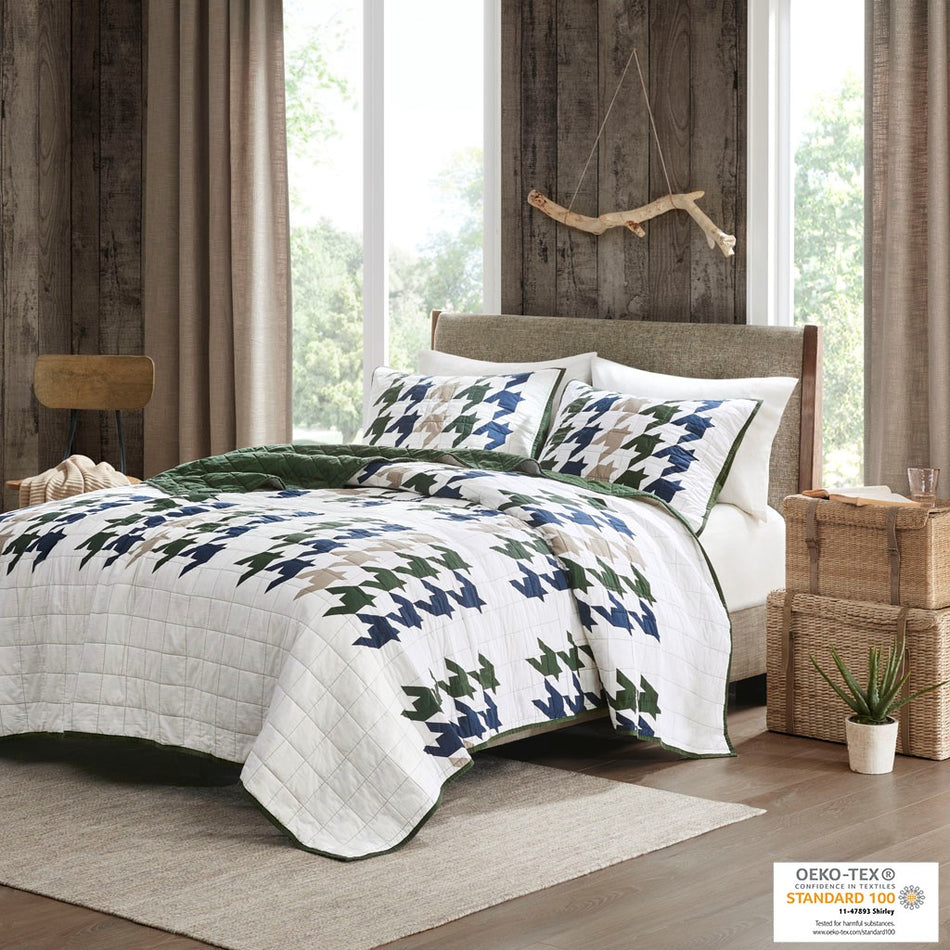 Woolrich Hudson Oversized Cotton Quilt Mini Set - Green - Full Size / Queen Size