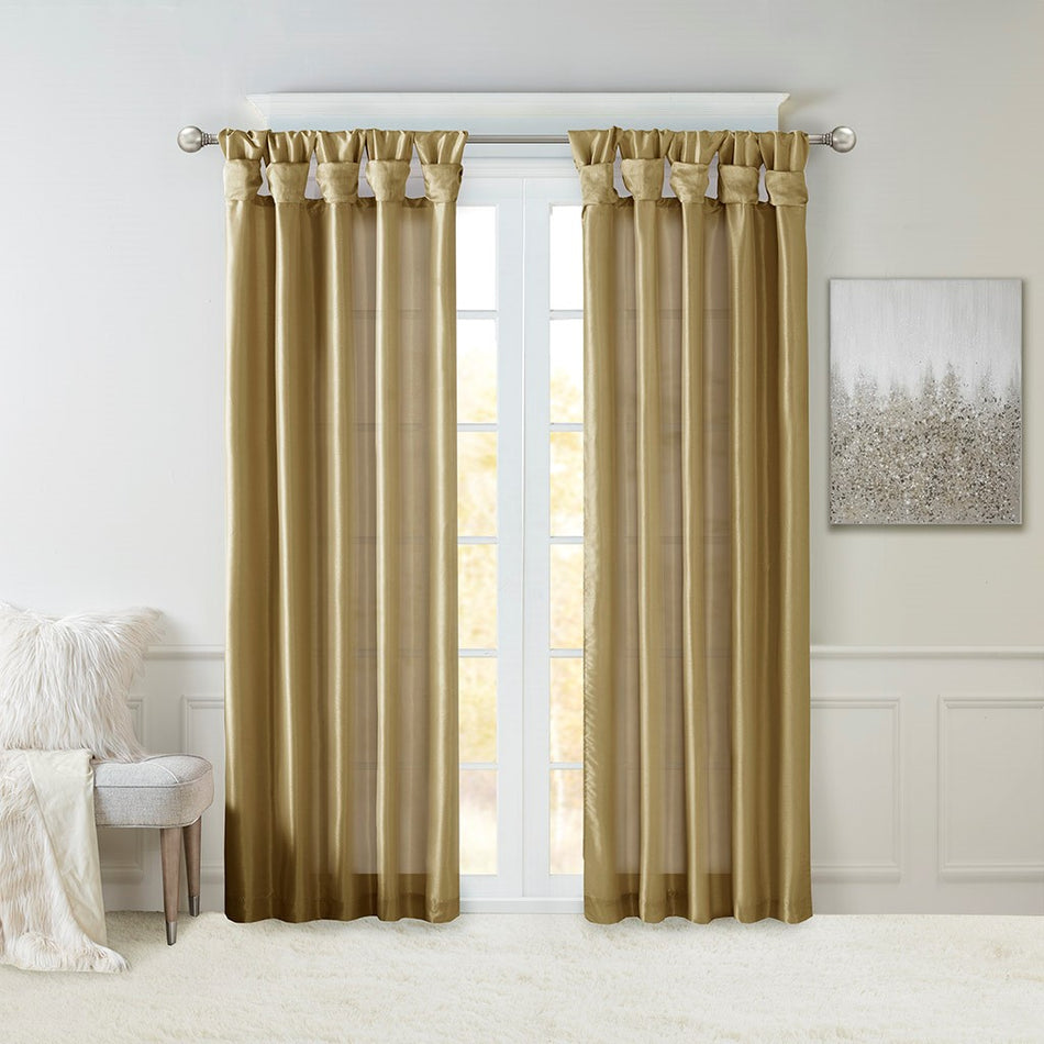 Madison Park Emilia Twist Tab Lined Window Curtain - Bronze - 50x84"