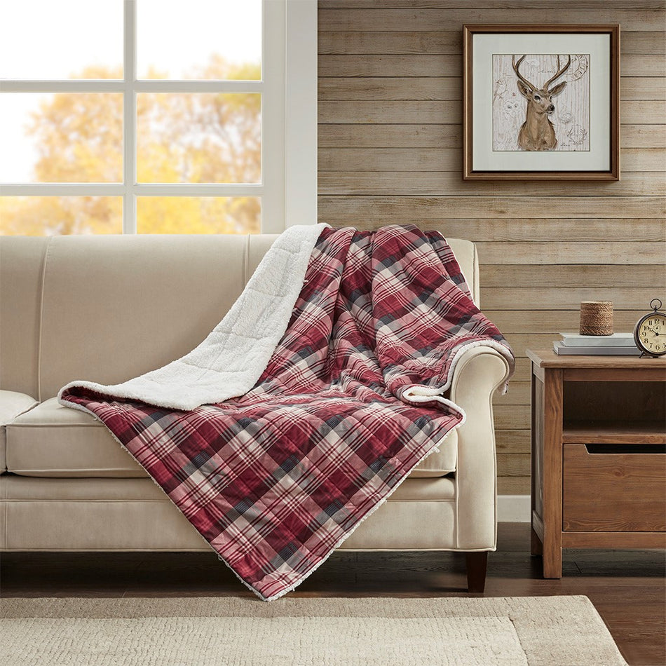 Woolrich Tasha Oversized Sofstpun Down Alternative Throw - Red - 50x70"