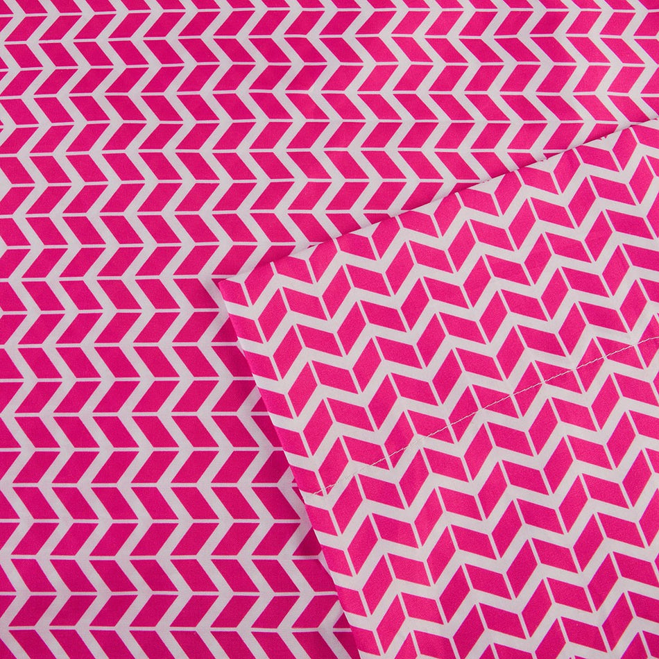 Chevron Printed Microfiber Sheet Set - Pink - Twin Size