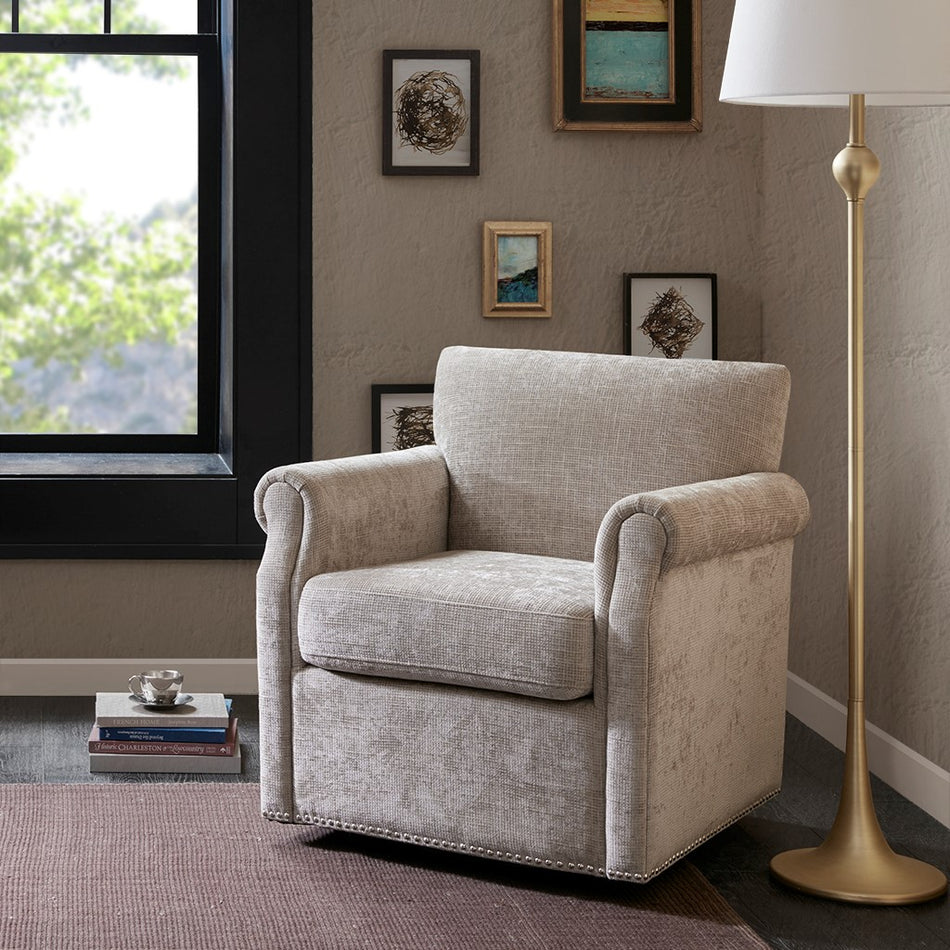 Madison Park Aldrich Swivel Chair - Beige 