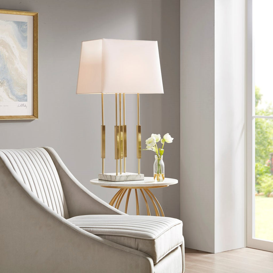 Doyer Metal Table Lamp - Gold / White