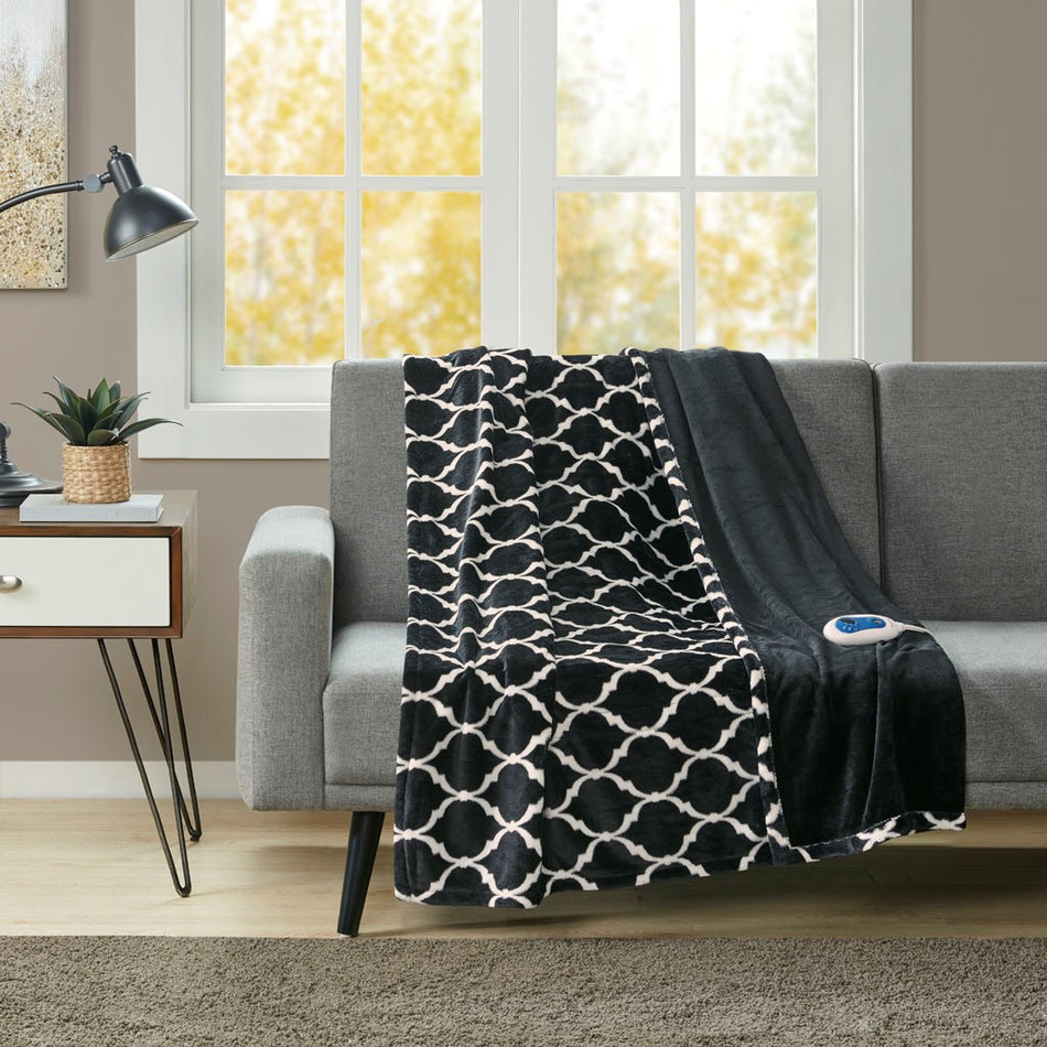 Beautyrest Heated Ogee Throw - Black - 60x70"