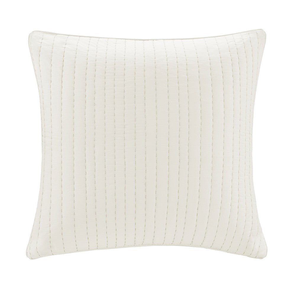 INK+IVY Camila Cotton Quilted Euro Sham - White - Euro Sham