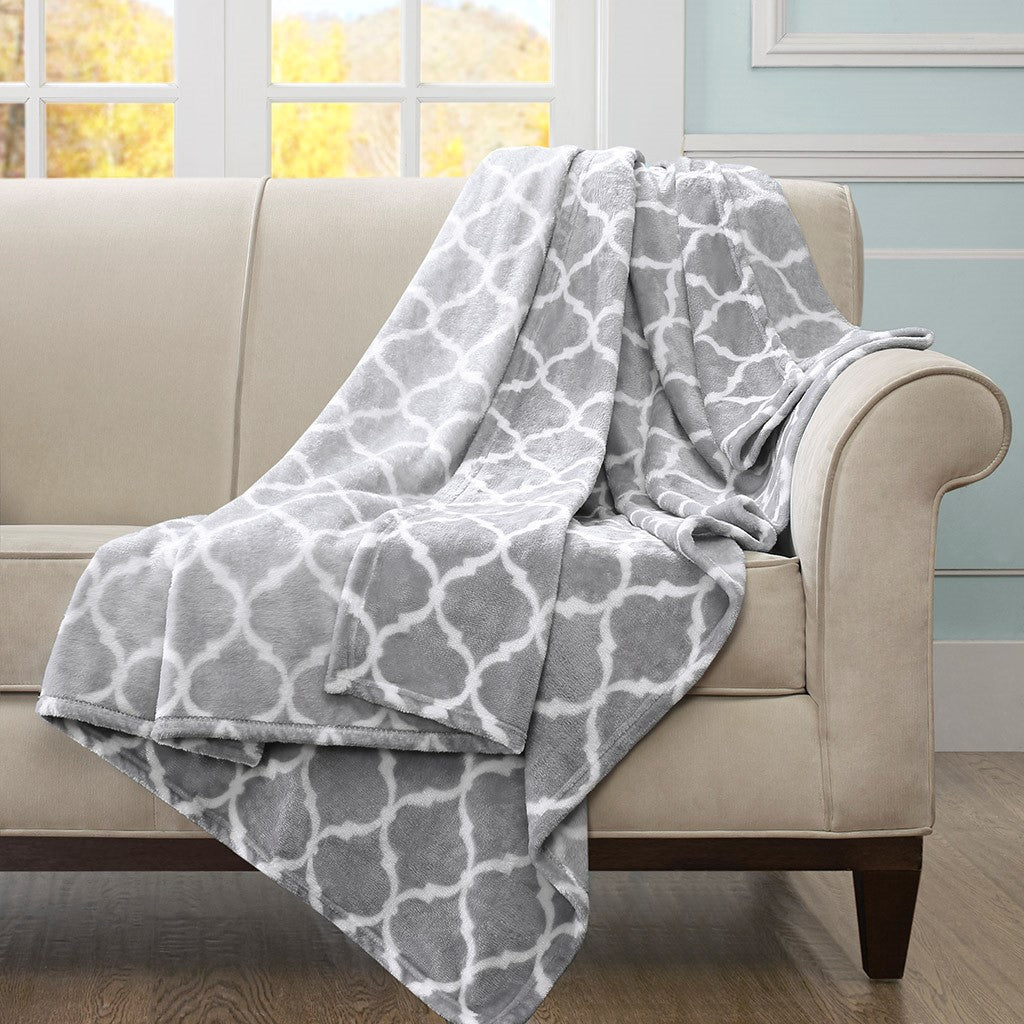 Madison Park Ogee Oversized Throw - Grey - 60x70"