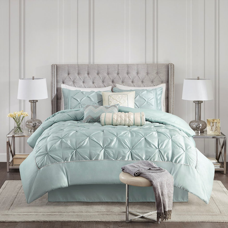 Laurel 7 Piece Tufted Comforter Set - Seafoam - King Size