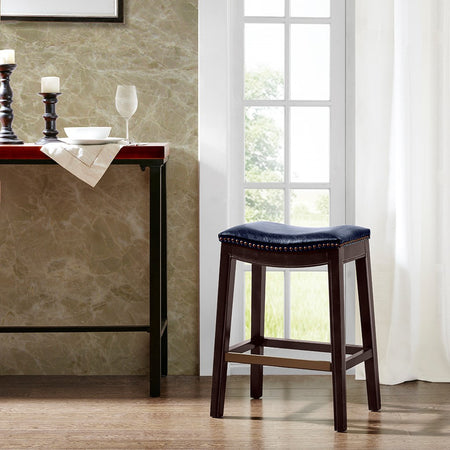 Madison Park Belfast Saddle Counter Stool - Navy 