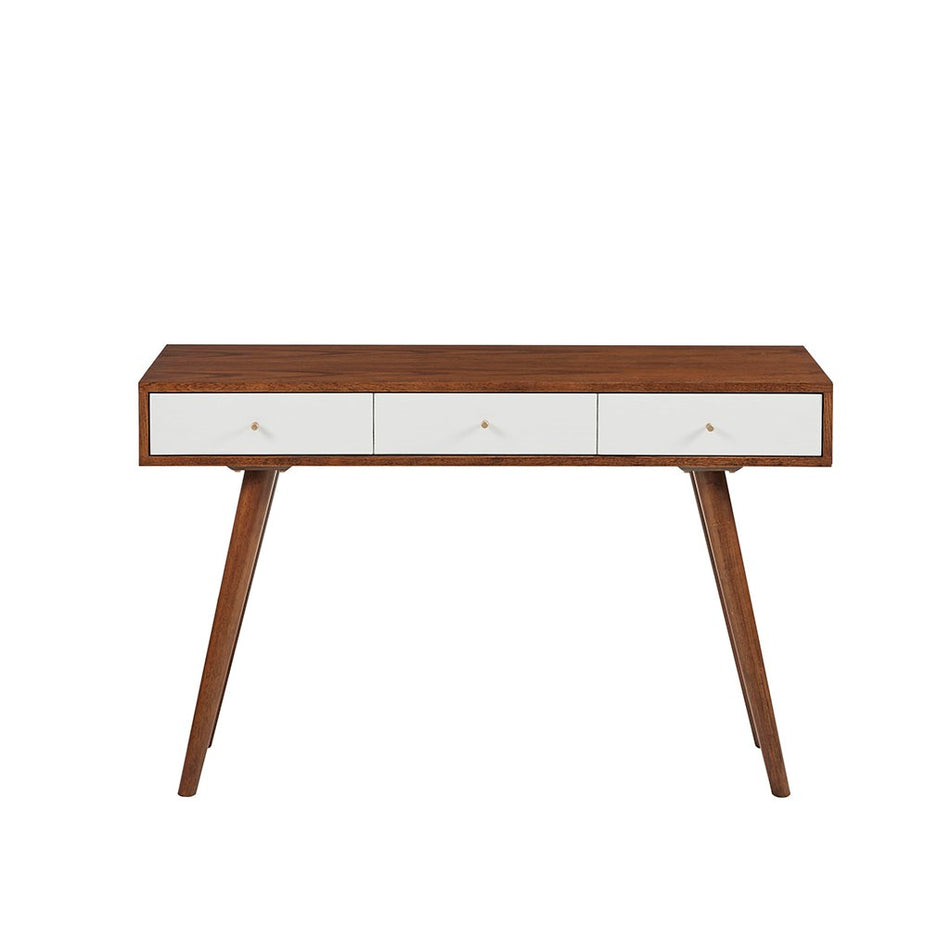 Rigby 3 Drawer Writing Desk - White / Pecan