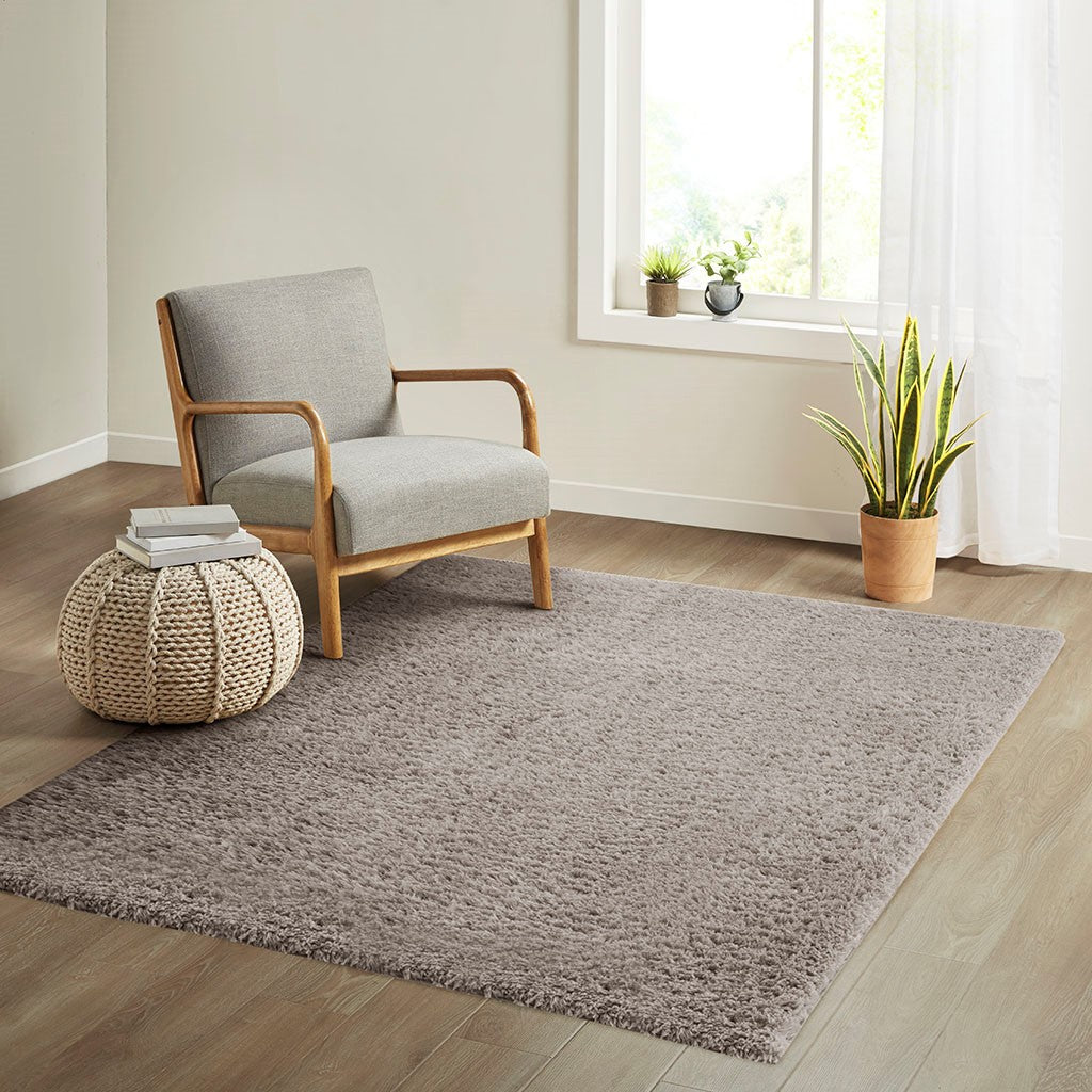 Madison Park Camdyn Super Soft Polyester Shag Area Rug - Grey - 6x9'