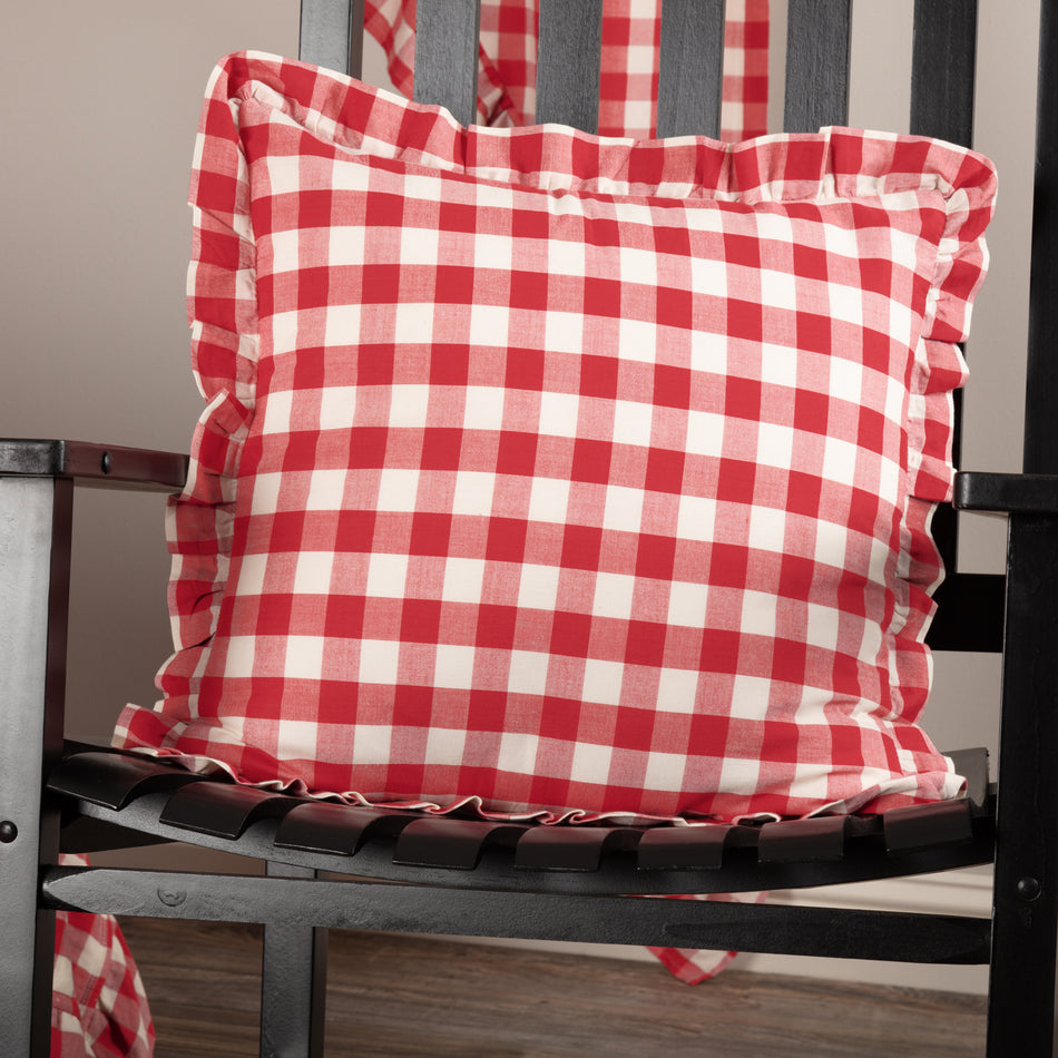 Annie Buffalo Red Check Ruffled Fabric Pillow 18x18