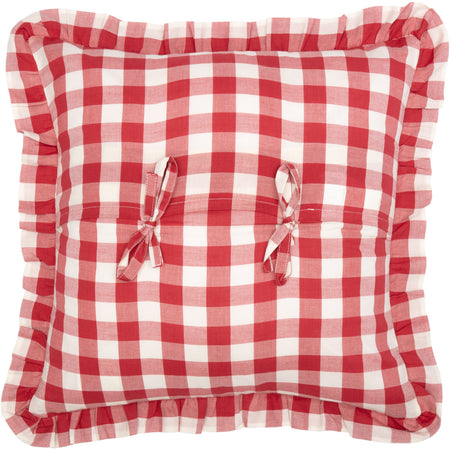 April & Olive Annie Buffalo Red Check Ruffled Fabric Pillow 18x18 By VHC Brands