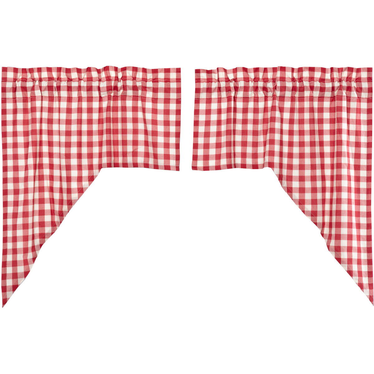 April & Olive Annie Buffalo Red Check Swag Set of 2 36x36x16 By VHC Brands