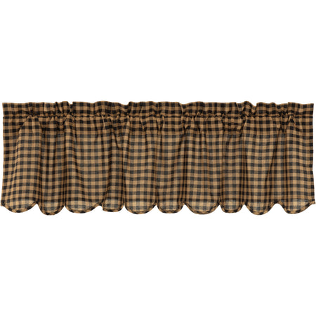 Mayflower Market Black Check Scalloped Valance 16x60 By VHC Brands