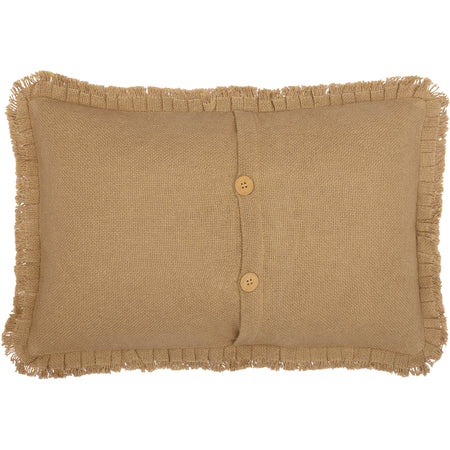 April & Olive Burlap Natural Pillow w/ Fringed Ruffle 14x22 By VHC Brands