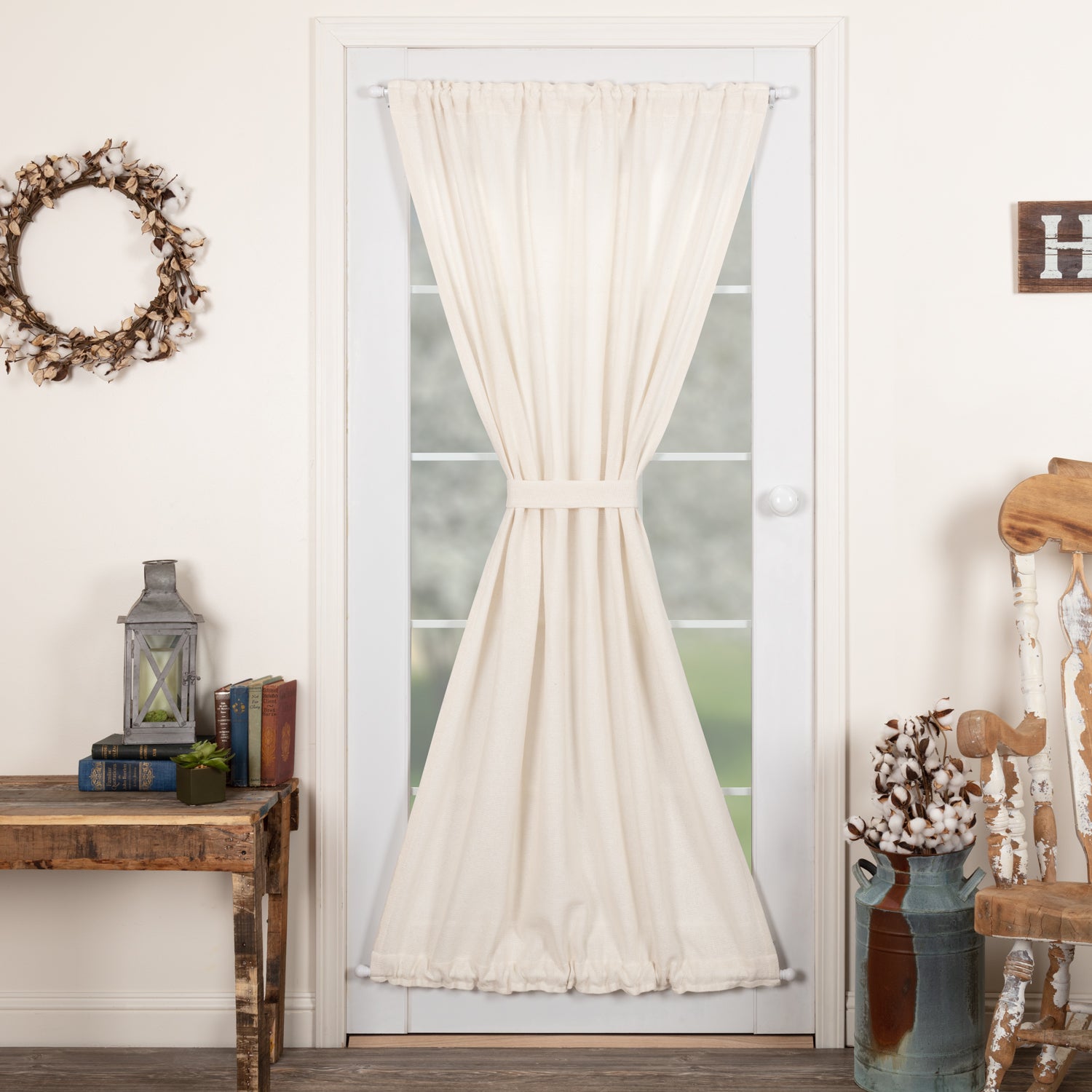 April & Olive Burlap Antique White Door Panel 72x40 By VHC Brands